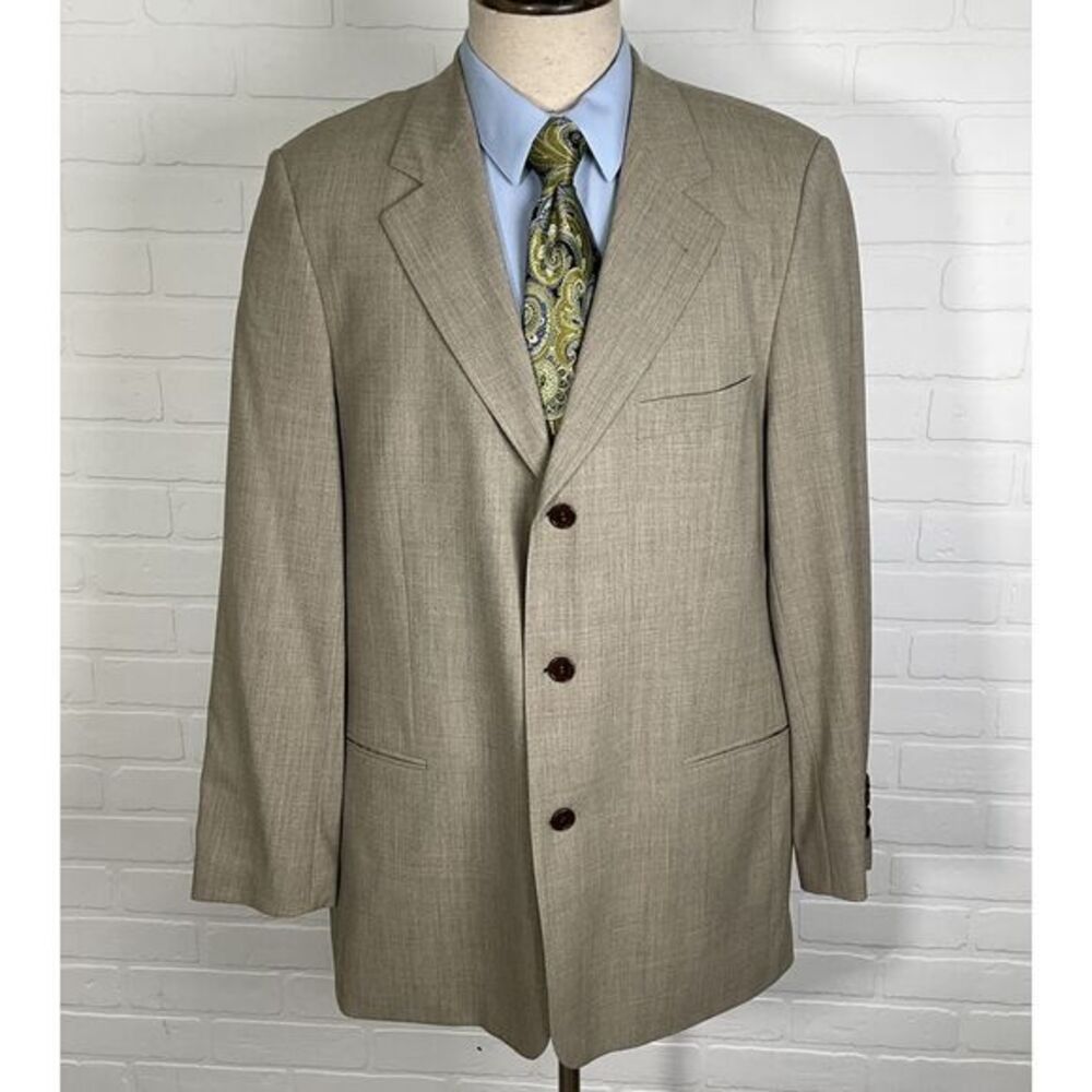 Hugo Boss Blazer Men 42R Tan Einstein Lined Jacket Career Classic Wool USA VTG